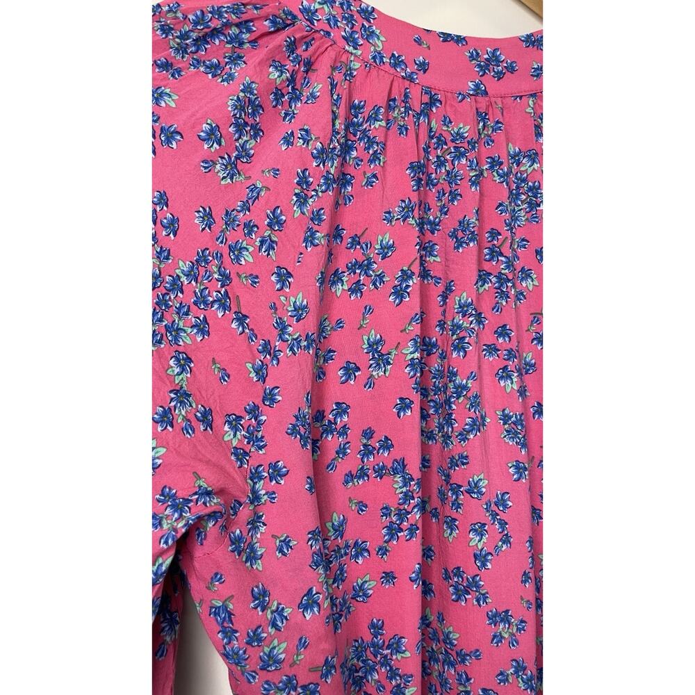 Draper James RSVL Floral Smocked Preppy Cottagecore Mini Dress Pink Blue Large L - Picture 7 of 11